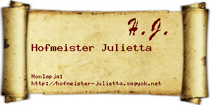 Hofmeister Julietta névjegykártya
